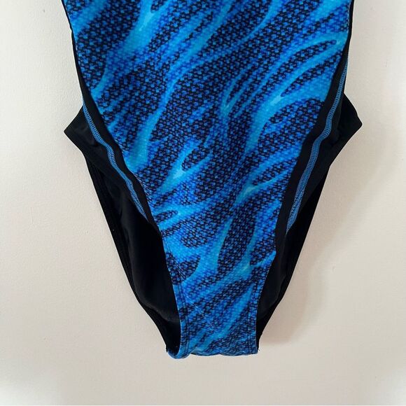 TYR Blue Black One Piece Performance Competition Racerback Swimsuit - Picture 4 of 9